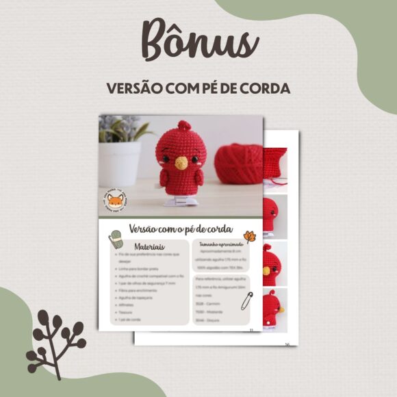 Ceci, a passarinha - Chaveiro Passarinho - Receita de Amigurumi em PDF - Image 4