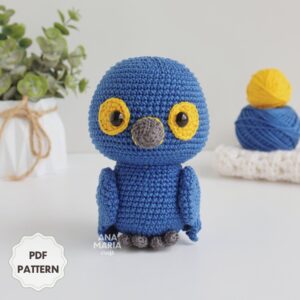 Araci, a Arara-azul - Pássaro Passarinho Arara - Receita de Amigurumi em PDF
