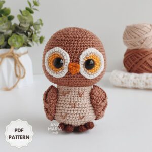 Atena, a Coruja-buraqueira - Pássaro Passarinho Coruja - Receita de Amigurumi em PDF