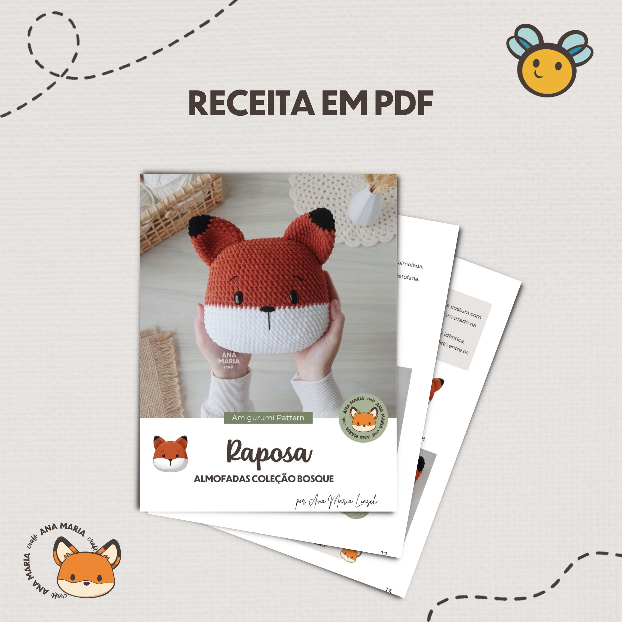 Almofada Raposa - Coleção Bosque Floresta - Receita de Amigurumi em PDF - Imagem 3
